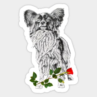 Valentines Papillon With Rose Sticker